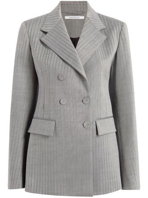 herringbone double-breasted blazer by ANOTHER TOMORROW