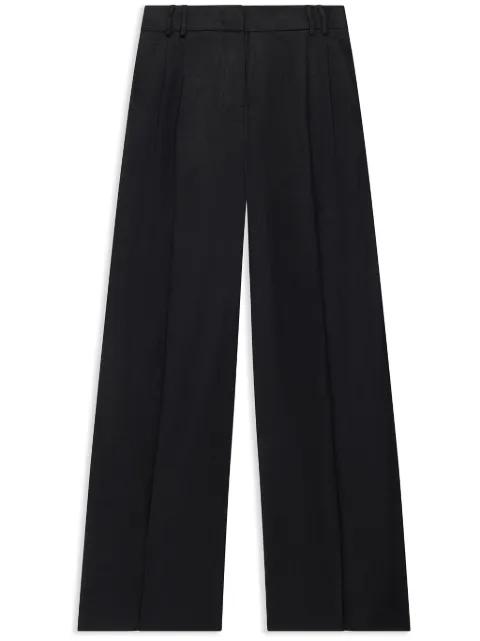 wide-leg pleated linen trousers by ANOTHER TOMORROW