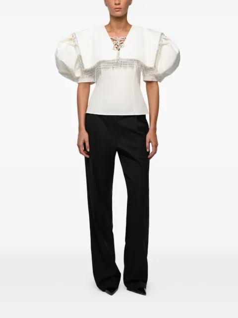 crystal-embellished puff-sleeve blouse by ANOUKI