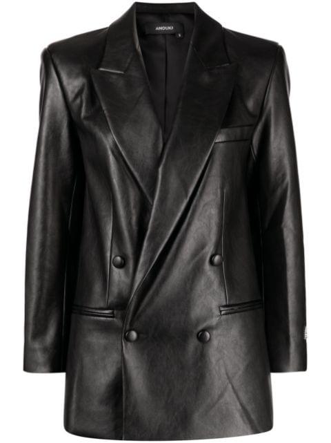 double-breasted faux-leather blazer by ANOUKI