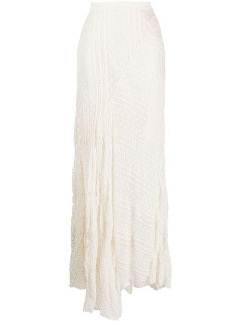 high-waisted asymmetric-hem skirt by ANOUKI