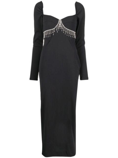 rhinestone-trim low-back dress by ANOUKI