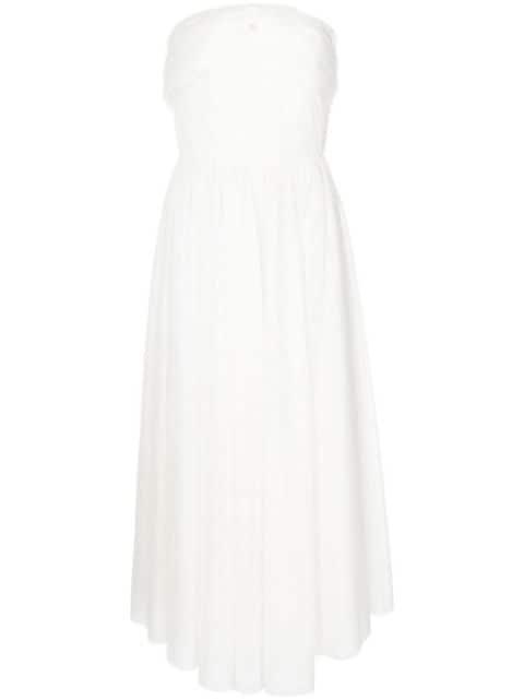 sheer-sleeve pleated dress by ANOUKI