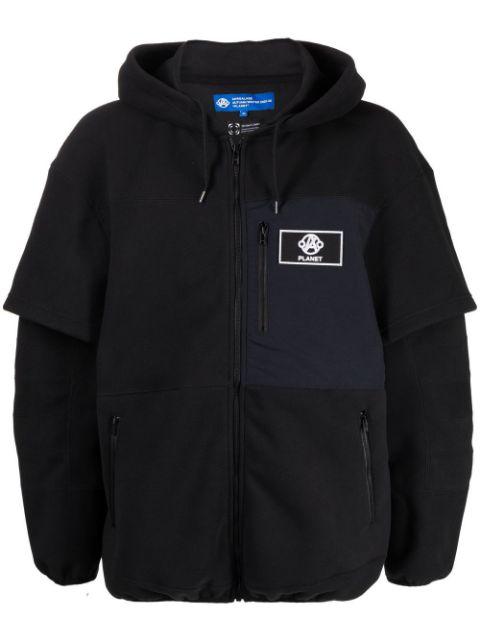 logo patch zip-up hoodie by ANREALAGE
