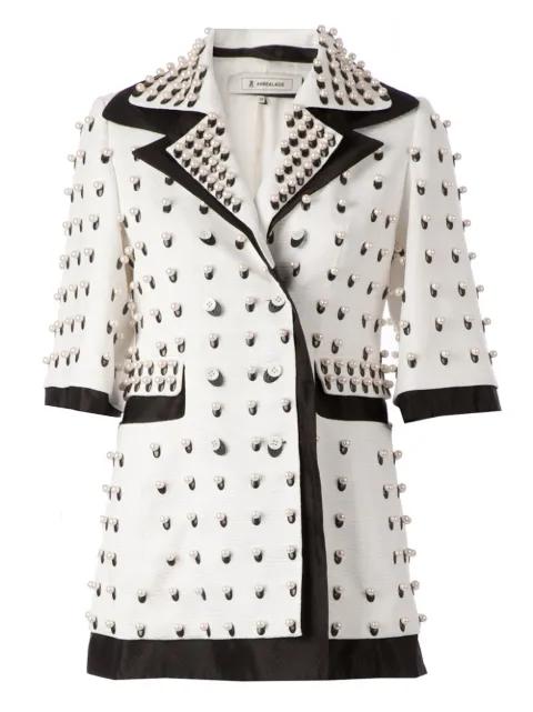 pearls embellished coat by ANREALAGE