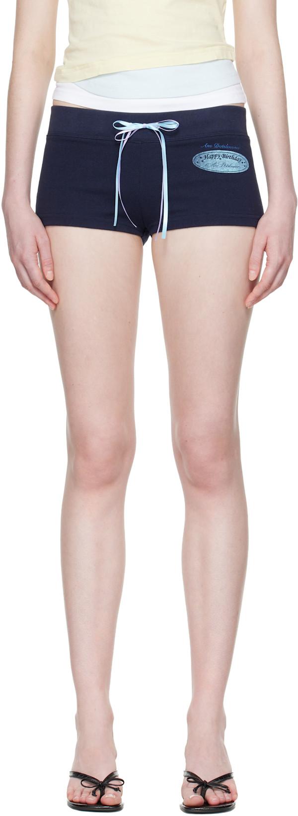 Navy Birthday Pants Shorts by ANS DOTSLOEVNER