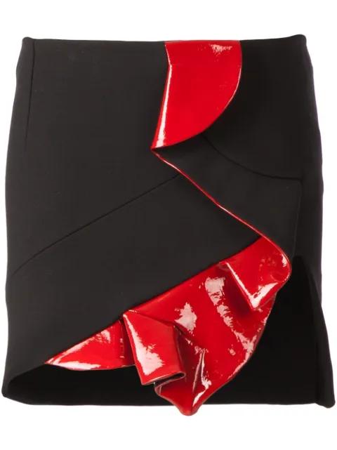 leather detail ruffle skirt by ANTHONY VACCARELLO