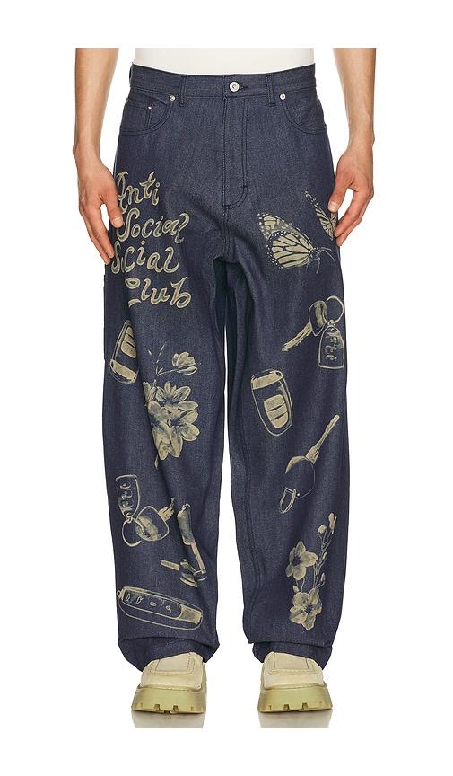 Anti Social Social Club Laser-Etched Jeans in Blue by ANTI SOCIAL SOCIAL CLUB