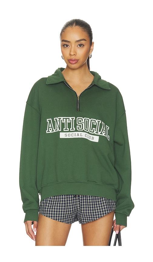 Anti Social Social Club Washed Up Quarter Zip in Green by ANTI SOCIAL SOCIAL CLUB
