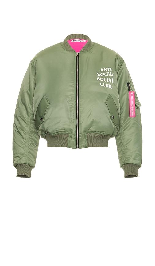 Anti Social Social Club Welcome To The Club MA-1 Jacket in Green by ANTI SOCIAL SOCIAL CLUB Anti Social Social Club Welcome To The Club MA-1 Jacket in Green by ANTI SOCIAL SOCIAL CLUB