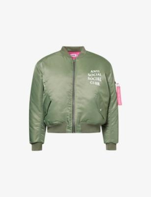 Welcome to The Club Logo-Print Woven Bomber Jacket by ANTI SOCIAL SOCIAL CLUB