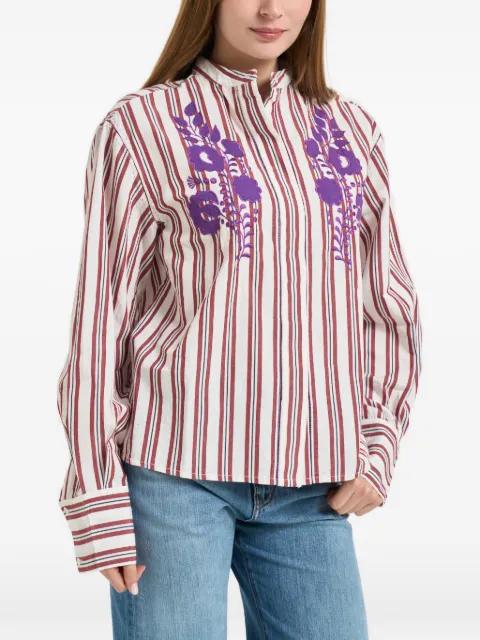 Miradi striped-pattern embroidered shirt by ANTIK BATIK
