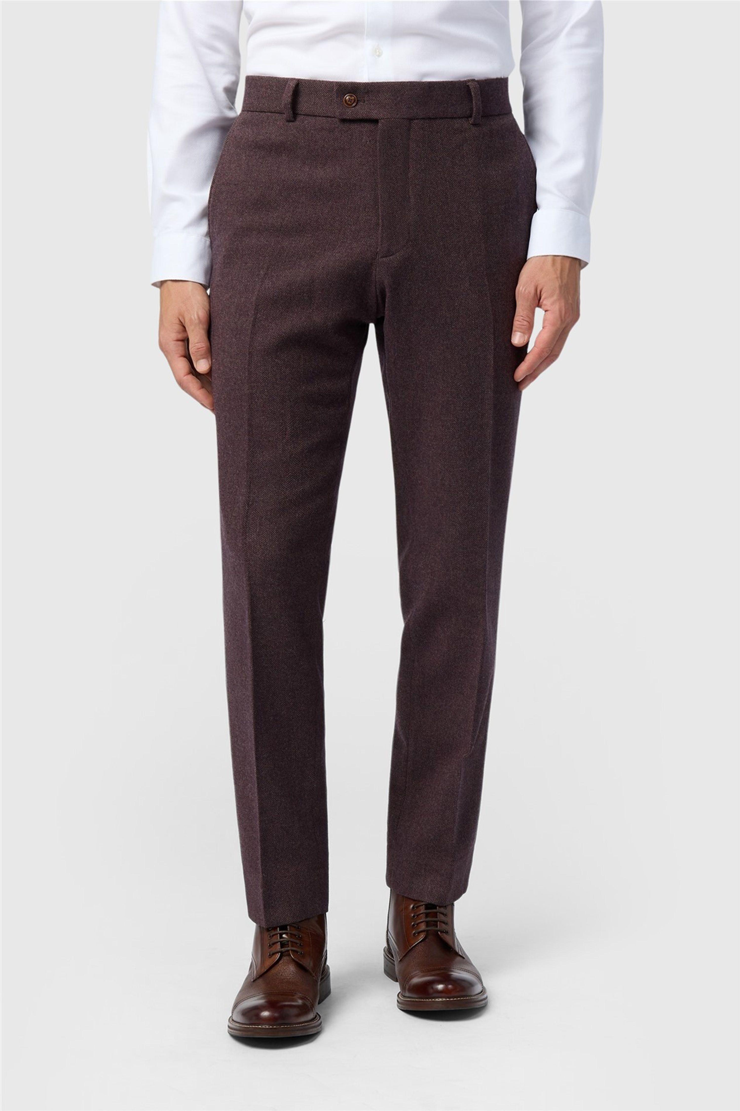Flat Fronted Slim Fit Suit Trousers by ANTIQUE ROGUE