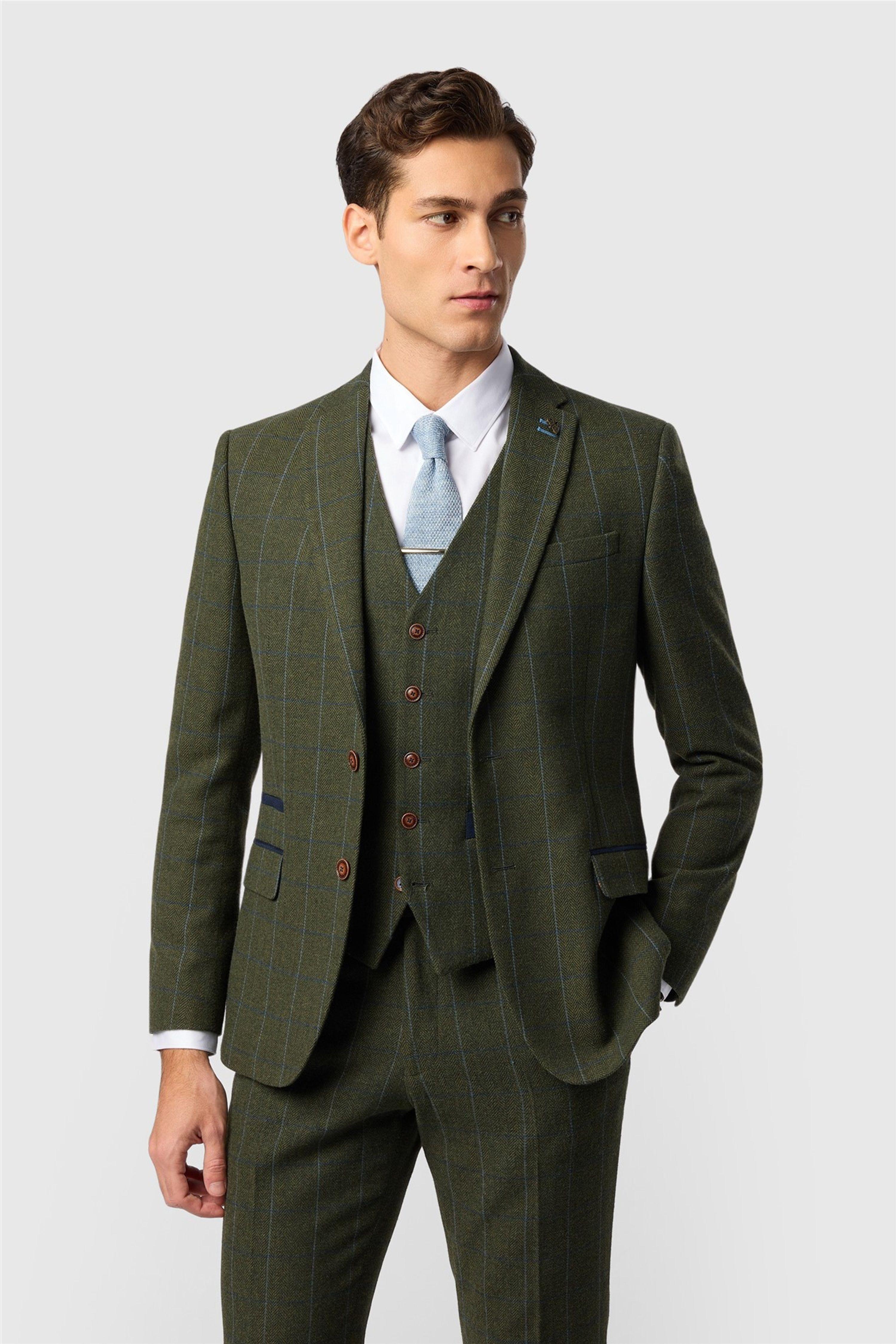 Single Breasted Two Button Checked Tailored Suit Jacket by ANTIQUE ROGUE