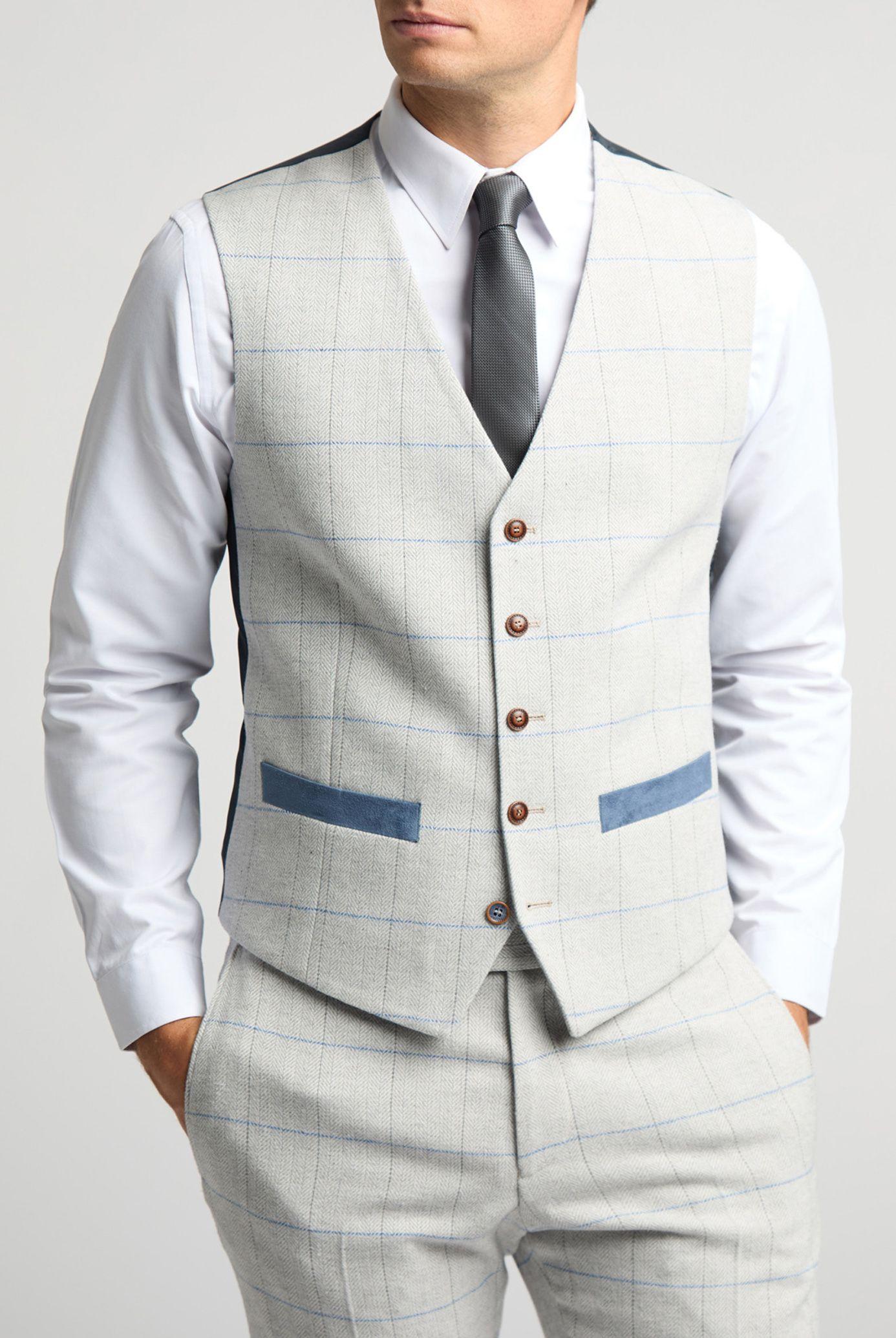 Slim Fit Check Tweed Waistcoat by ANTIQUE ROGUE