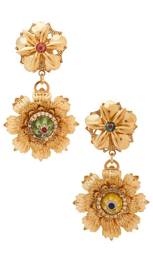 Anton Heunis Flower Drop Earrings in Metallic Gold by ANTON HEUNIS