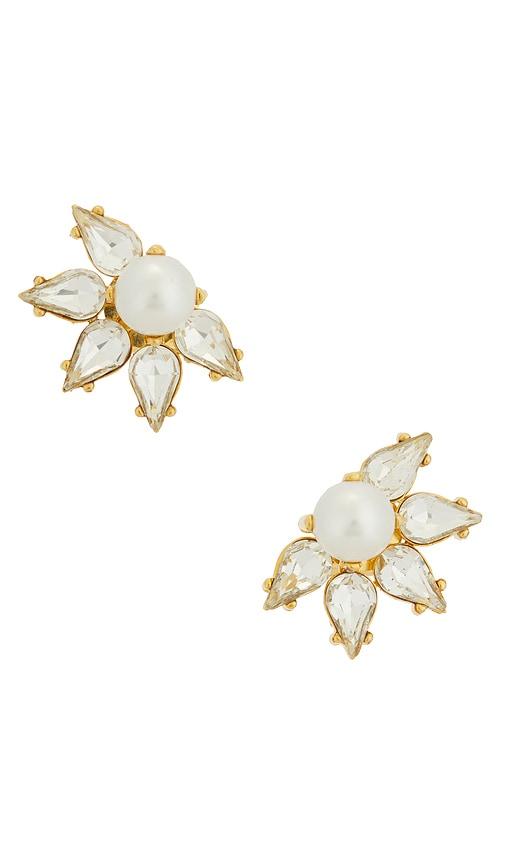 Anton Heunis Omega Clasp Flower Motif Stud Earrings in Metallic Gold by ANTON HEUNIS