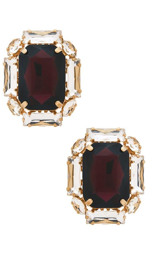 Anton Heunis Omega Clasp Square Stud in Burgundy by ANTON HEUNIS