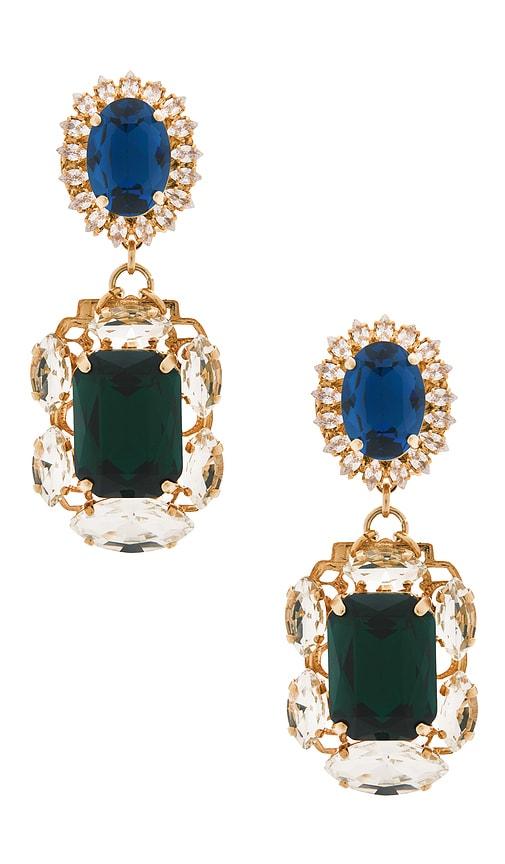 Anton Heunis Omega Clasp With Square Pendant Earrings in Blue by ANTON HEUNIS