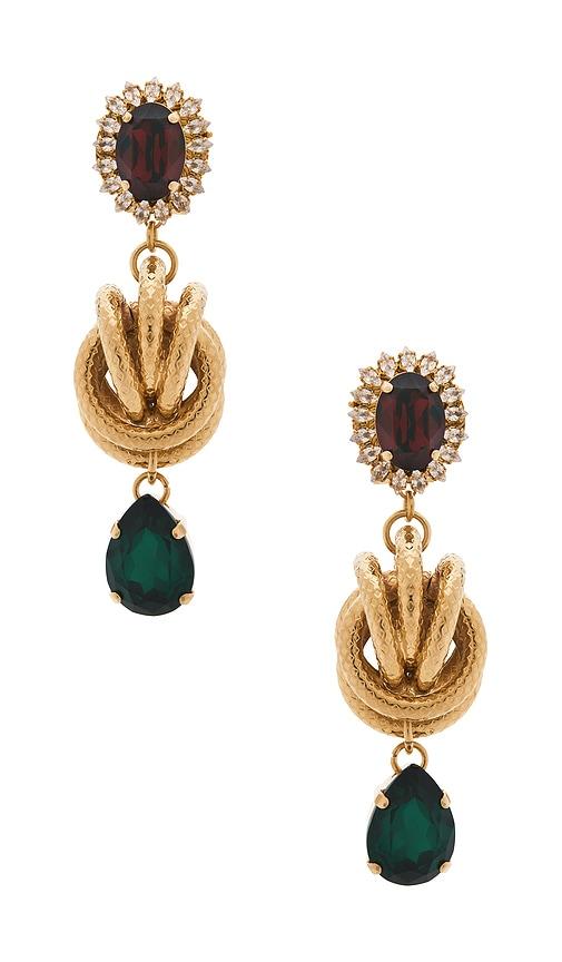 Anton Heunis Omega Clasp With Square Pendant Earrings in Burgundy by ANTON HEUNIS