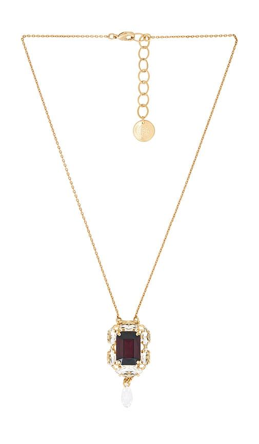 Anton Heunis Small Square Pendant With Drop Necklace in Burgundy by ANTON HEUNIS