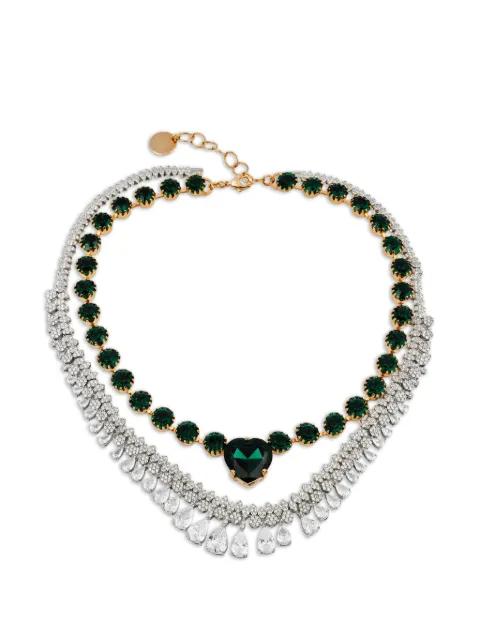 Minerva crystal-embellished heart-pendant necklace by ANTON HEUNIS