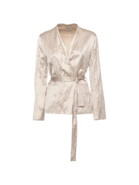 crinkled-finish belted jacket by ANTONELLI