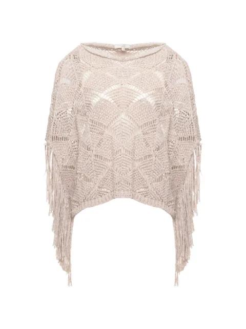 fringe-detail crochet-knit sweater by ANTONELLI