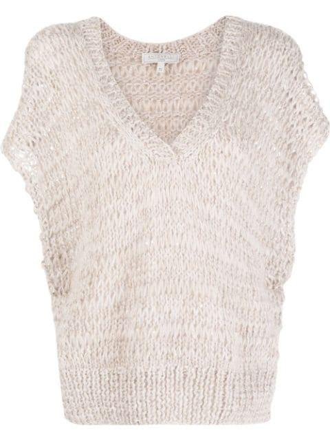 open-knit V-neck jumper by ANTONELLI