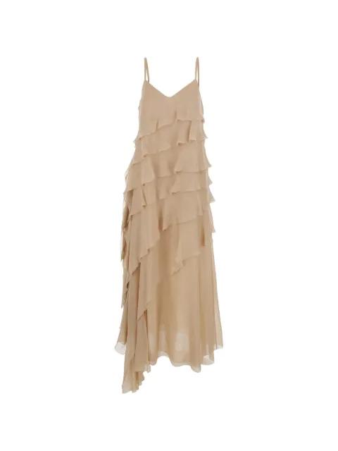 ruffled silk maxi dress by ANTONELLI