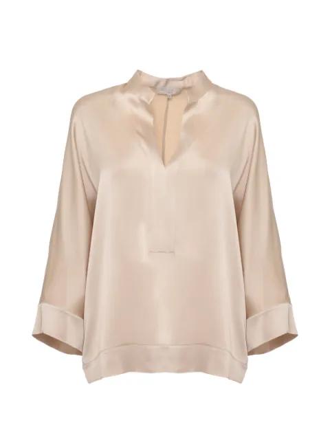satin-finish V-neck blouse by ANTONELLI