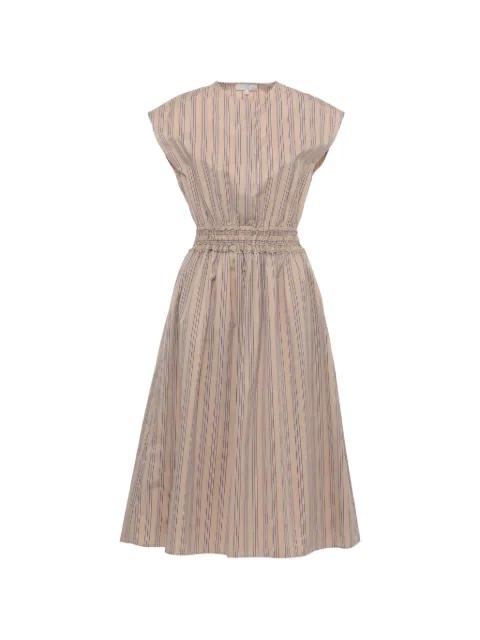 striped smocked-waist midi dress by ANTONELLI