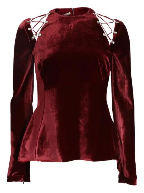 lace-up velvet blouse by ANTONIO BERARDI