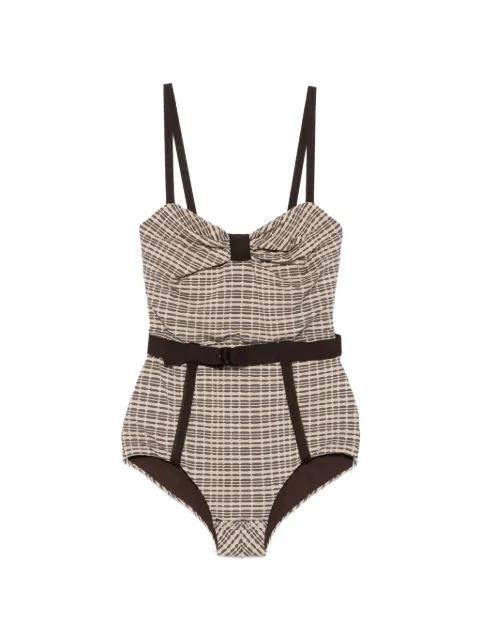 belted patterned top by ANTONIO MARRAS