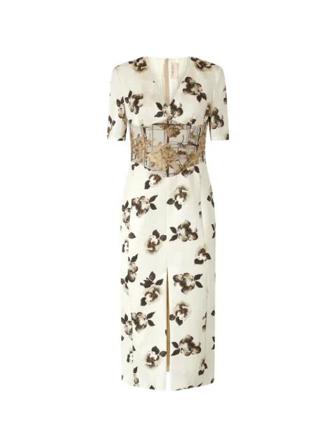 floral V-neck midi dress by ANTONIO MARRAS