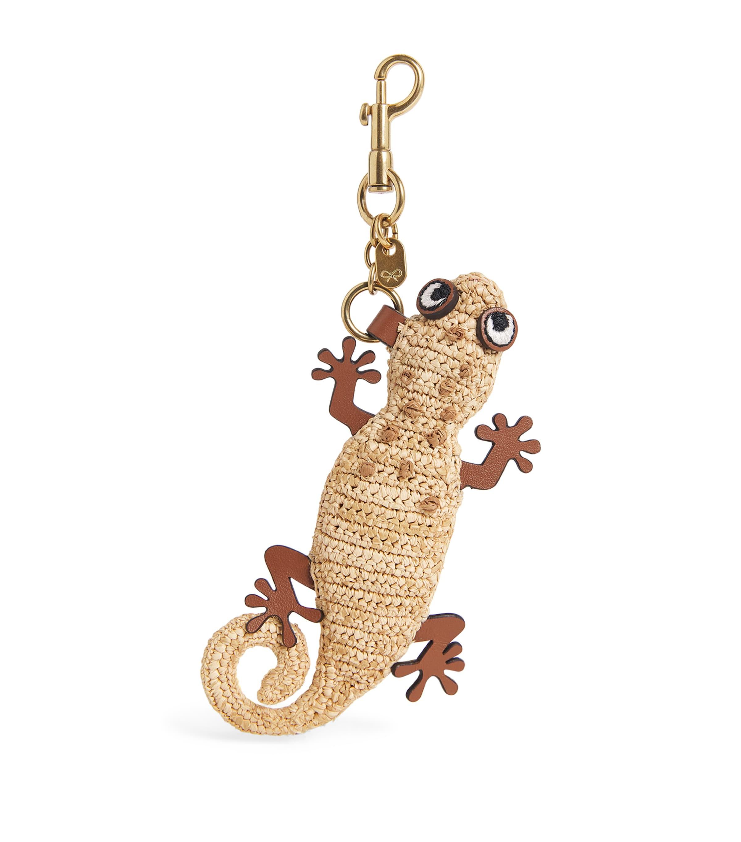 Anya Hindmarch Raffia Leather-Detail Gecko Keyring by ANYA HINDMARCH