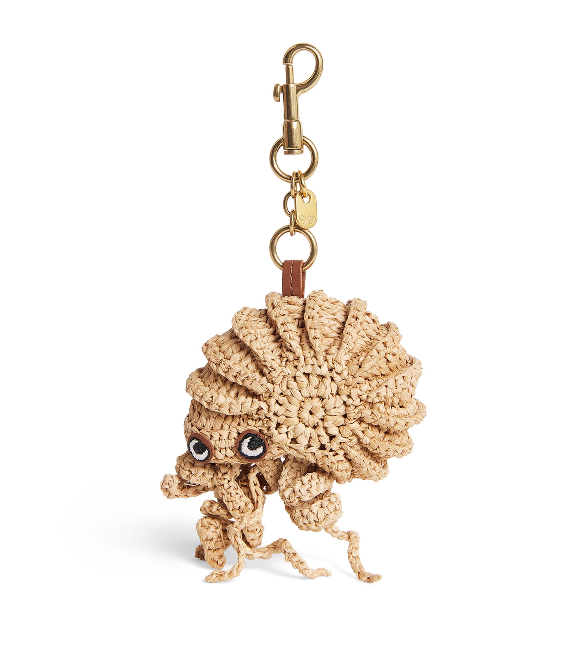 Anya Hindmarch Raffia Leather-Trim Hermit Crab Keyring by ANYA HINDMARCH