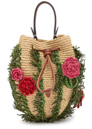 Cactus raffia and leather cross-body bag by ANYA HINDMARCH