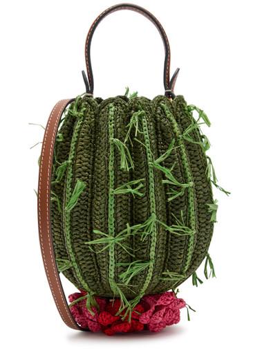 Cactus raffia and leather cross-body bag by ANYA HINDMARCH