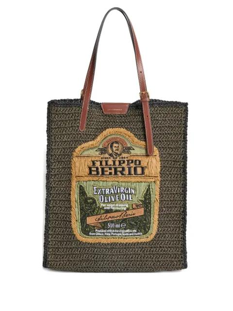Filippo Berio raffia tote bag by ANYA HINDMARCH