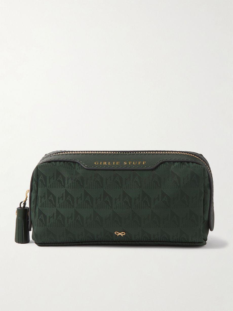 Girlie Stuff textured leather-trimmed ECONYL®-jacquard cosmetics case by ANYA HINDMARCH
