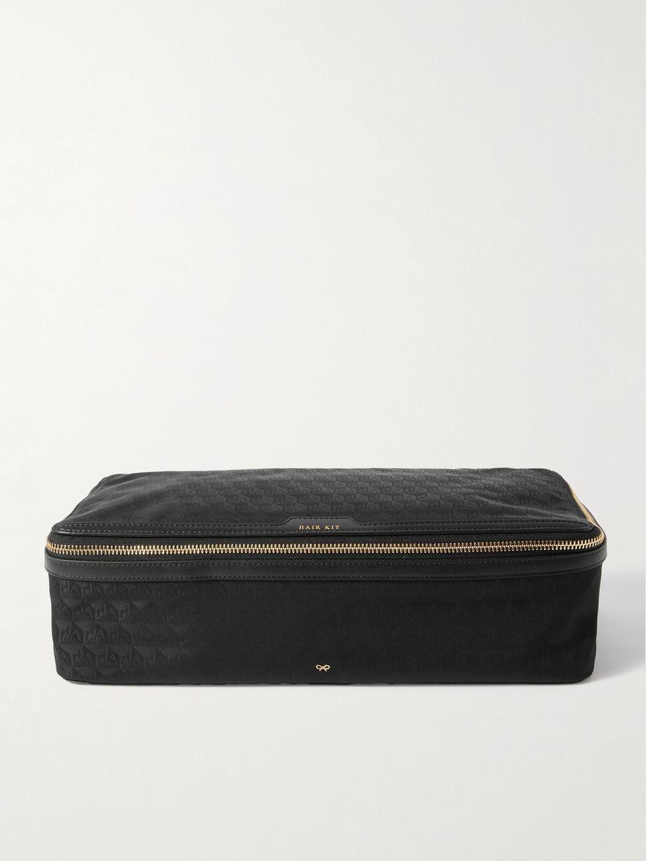 Hair Kit leather-trimmed nylon-jacquard cosmetic case by ANYA HINDMARCH