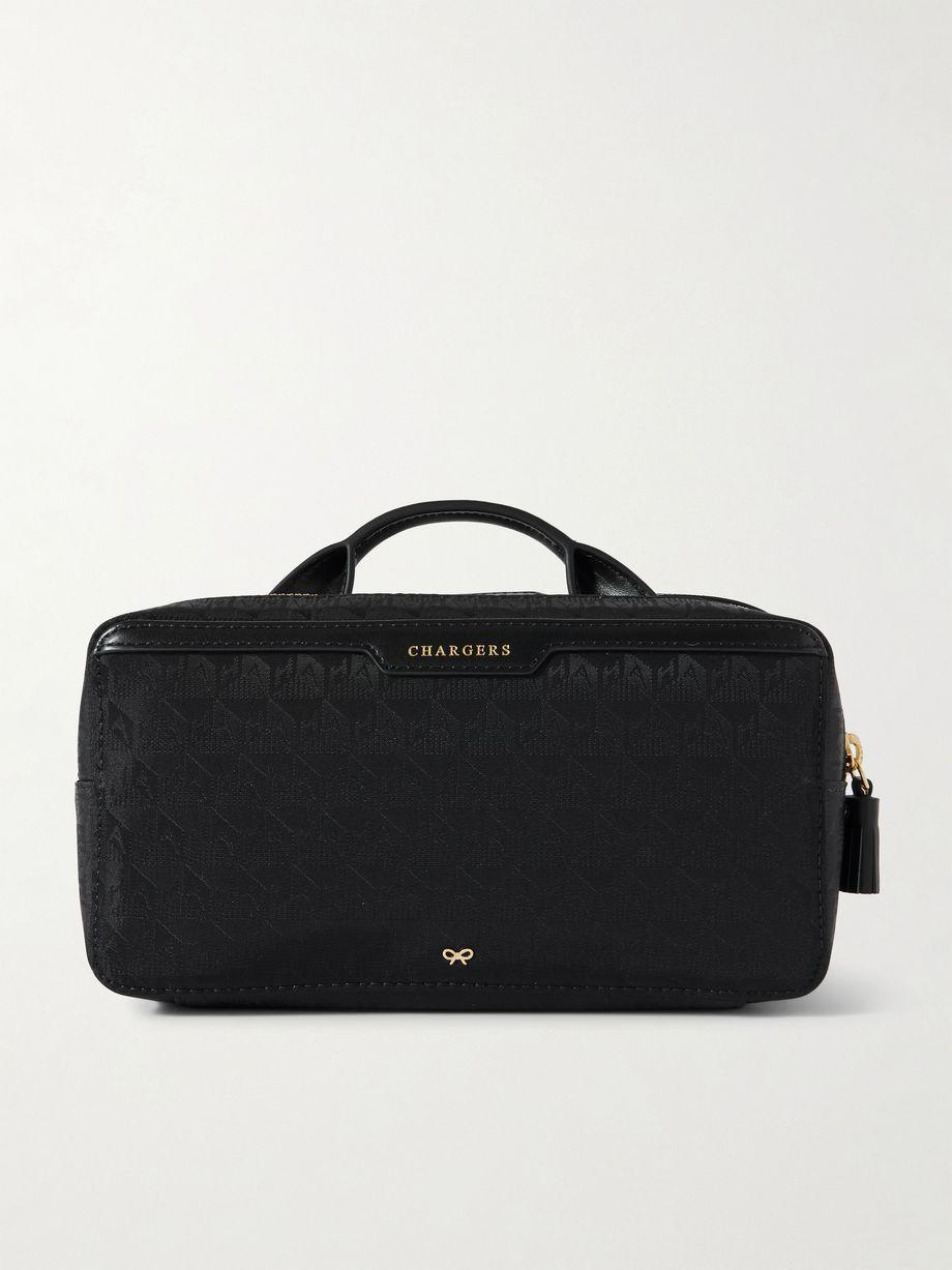 Home Office leather-trimmed jacquard case by ANYA HINDMARCH