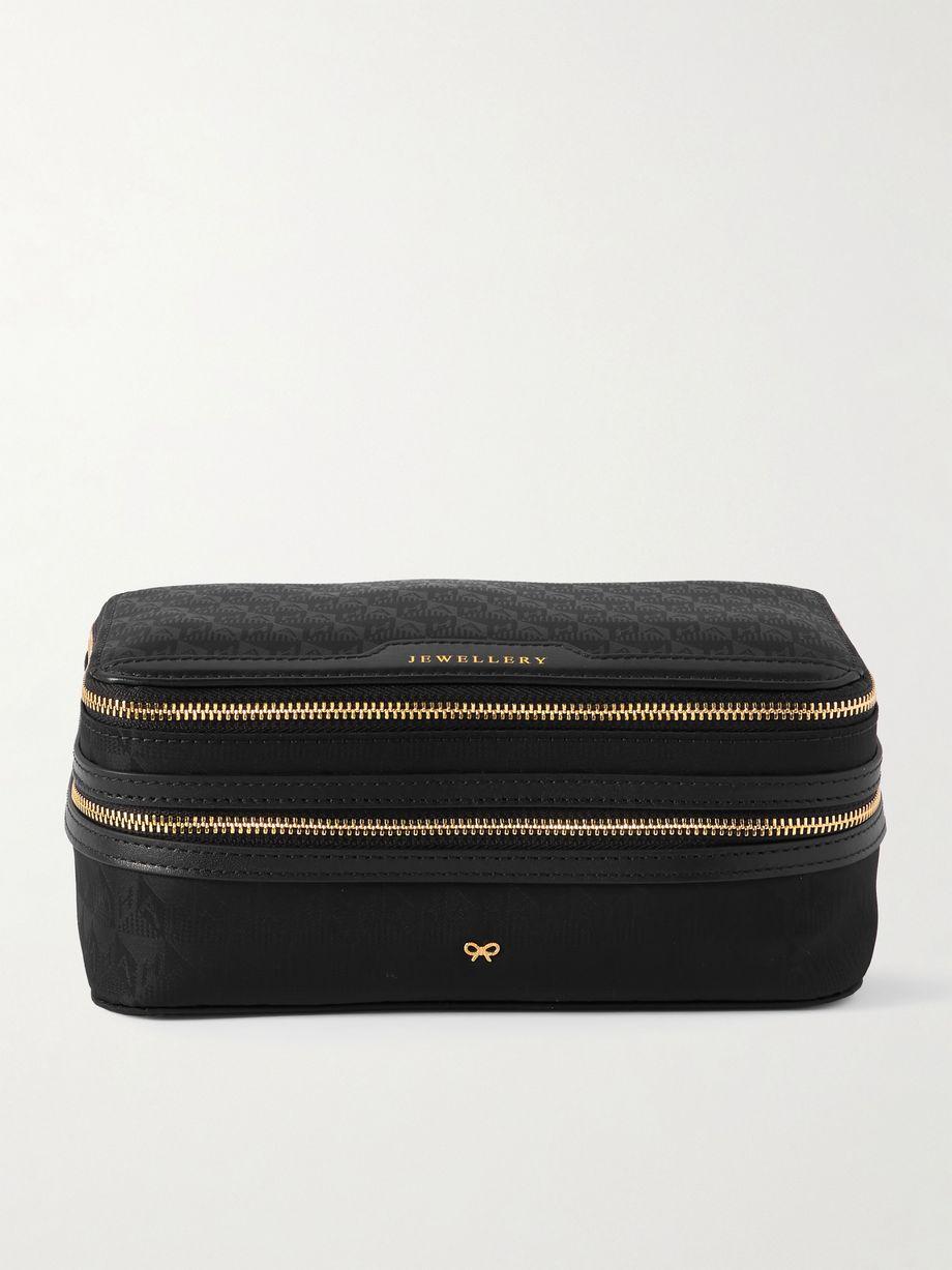Leather-trimmed jacquard jewelry case by ANYA HINDMARCH