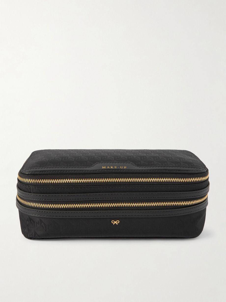 Make-Up leather-trimmed jacquard cosmetics case by ANYA HINDMARCH