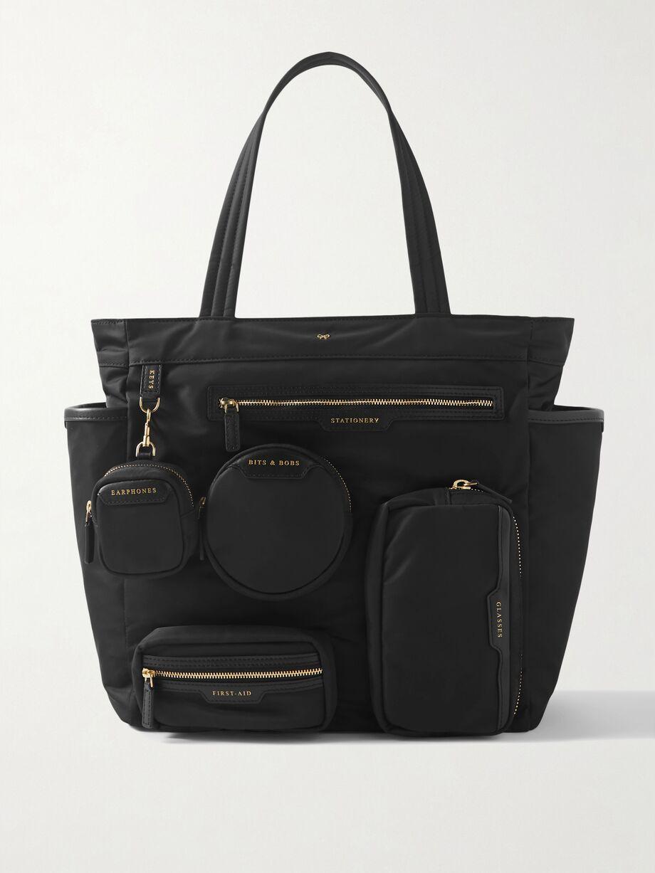 + NET SUSTAIN Working From Home leather-trimmed recyeled shell tote by ANYA HINDMARCH