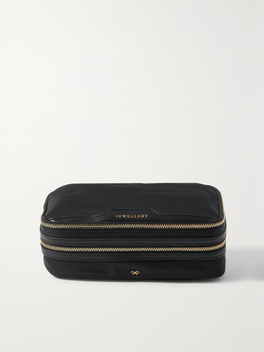 + NET SUSTAIN textured leather-trimmed ECONYL jewelry case by ANYA HINDMARCH