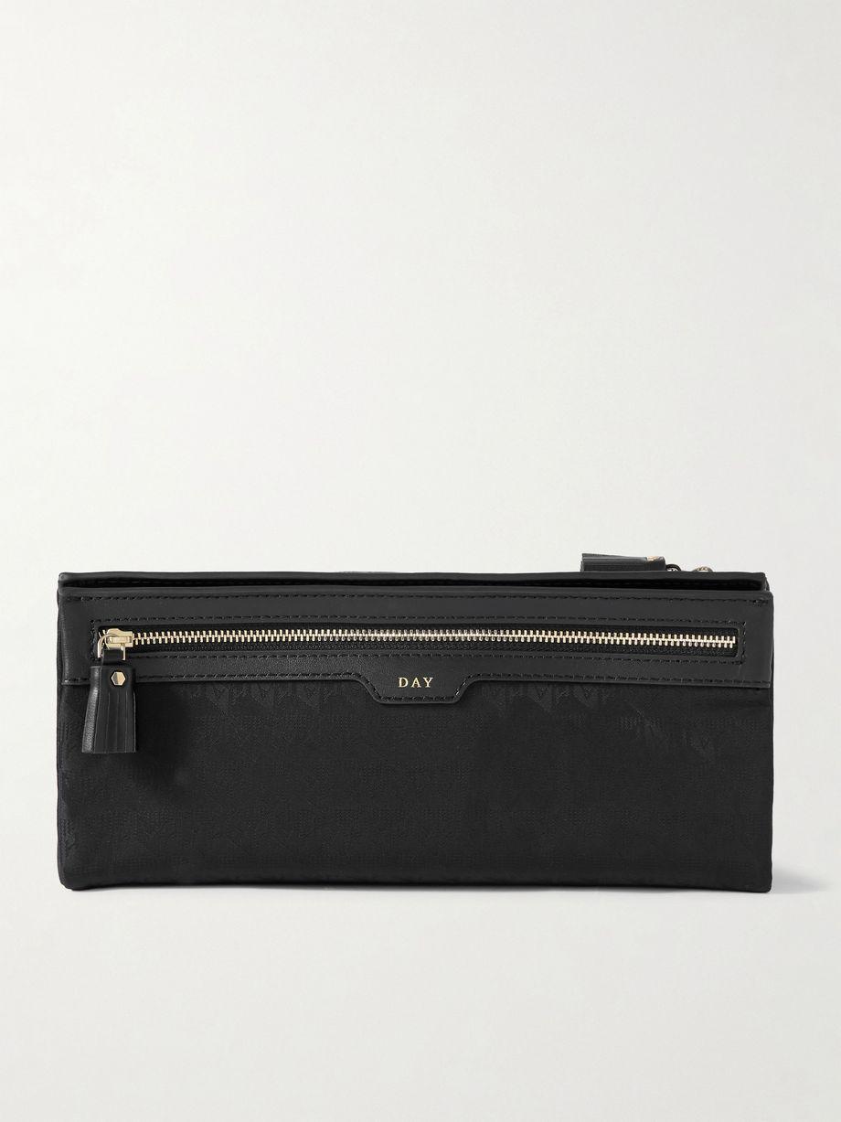 Night and Day leather-trimmed nylon-jacquard cosmetics case by ANYA HINDMARCH