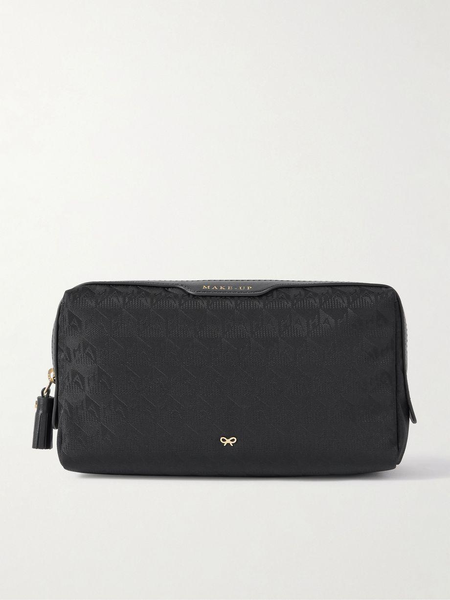 Small Makeup leather-trimmed ECONYL®-jacquard cosmetics case by ANYA HINDMARCH