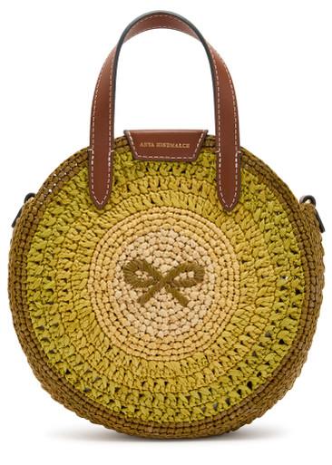 Small round bow raffia tote bag by ANYA HINDMARCH